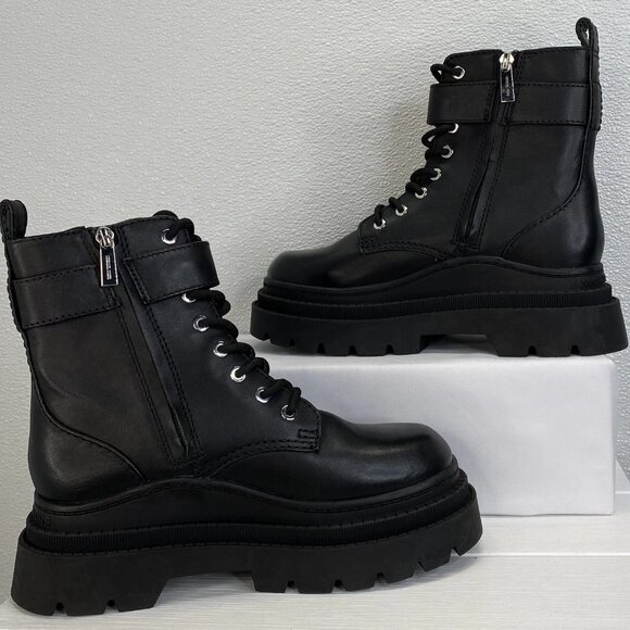 Michael Kors Colby Combat Boot – Women’s Size 8.5 – Black Leather Chunky Lace-Up - Picture 2 of 7